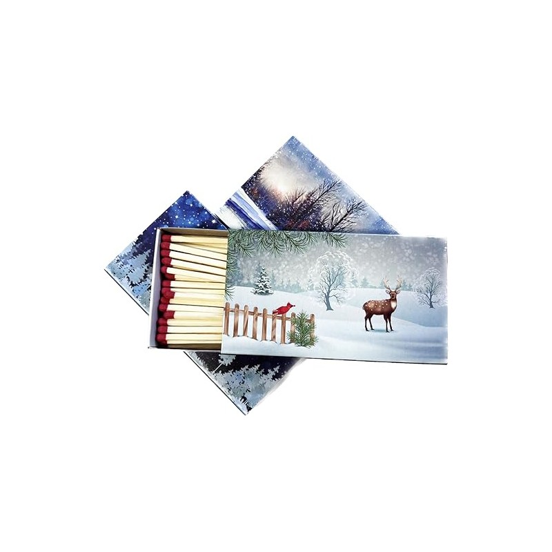 jameitop® Winter Wonderland XL Matchboxes, 10 cm with Snow Design