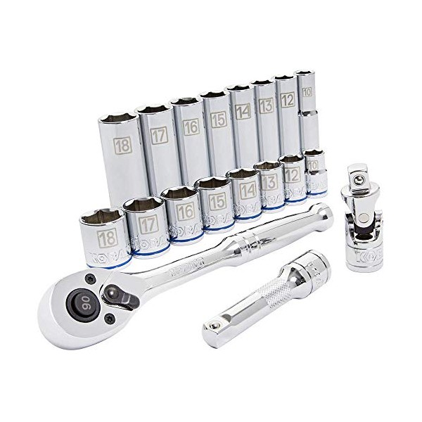 Kobalt 573347 19-Piece 3/8-Inch Drive Mechanic's Tool Set with Hard