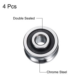 QUARKZMAN Pack of 4 SG15 U-Groove Guide Bearings 5 x 17 x 8 mm U-Groove Roller Wheel (GCr15) Chrome Steel Bearings, ABEC3