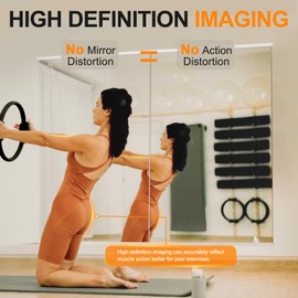 Home Gym Mirror - Large Full Body Mirror for Yoga & Fitness - 48''x24'' - 2PCS - Frameless Glass - Wall Mounted - Suitable for Home Gym, Garage, Bedroom & Bathroom (White)