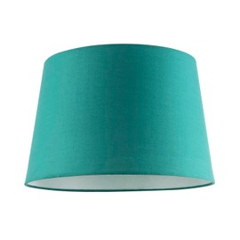Vivid Teal Cotton Fabric 12 Inch Drum Lamp Shade with Off-White Cotton Inner Lining | 30cm x 20cm x 25cm | for Lamp Base or Hanging Pendant by Happy Homewares