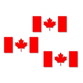 3 Solid Red Canadian Flag 6'' Decals Truck Canada Flags Proudly Buy Canadian Travel Store Shelves Display Business Retailer Price Tag Add On Vinyl Stickers (3 Solid RED Decals)