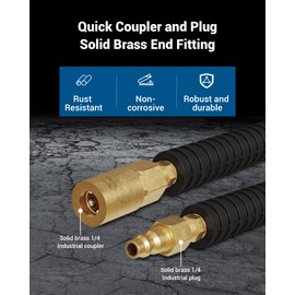 DEWENWILS Air Hose 3/8 Inch by 50FT 300 PSI, Heavy Duty Air Compressor Hose with 1/4" Industrial Quick Coupler Fittings, Flexible and Kink Resistant Hybrid Air Hose (Blue)