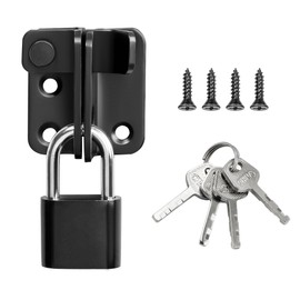 SAYAYO EMST3001-B Stainless Steel Door Bolt with Padlock Small Lockable with Padlock Hole Latch Black for Gate, Window, Fence, Open Left