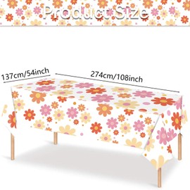 SINGOMON 2PCS Daisy Table Cloths Boho Party Tablecloths Daisy Flower Plastic Table Cloths Rectangular Tablecloths 54x108 Inch Disposable Tablecloths Picnic Table Covers Daisy Birthday Decorations