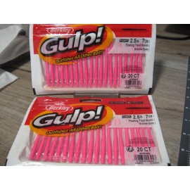 Berkley Gulp 2 Packs Berkley Gulp Fishing Baits 2 1/2" Floating Trout Worm - Bubblegum Color