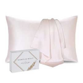 Silk Pillowcase for Hair and Skin 25 momme Mulberry Anti-Wrinkle, Anti-Ageing, High Quality, No Chemicals, Gift Idea (40 x 60 cm, Pink)
