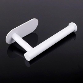 XUJIAHE White Toilet Paper Holder, Stainless Steel Wall Mounted Bathroom Tissue Holder - No Drill Installation, Space Saving Design for Home, Apartment, Hotel, RV