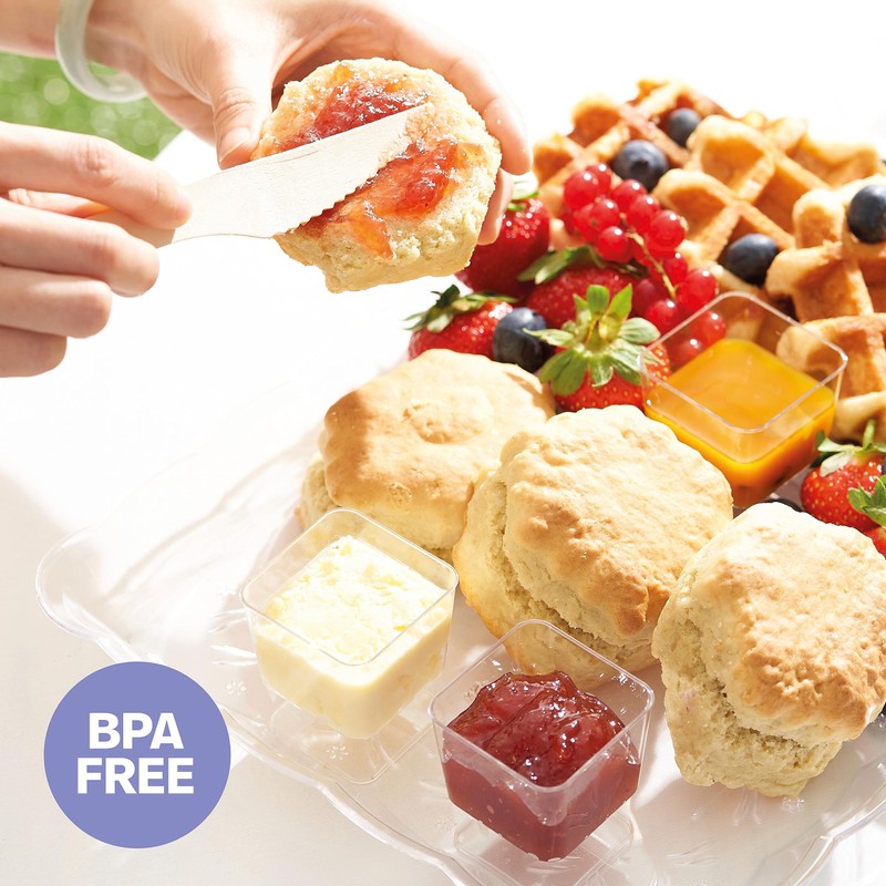 MATANA - 100 Small Plastic Dessert Cups 60ml, Square Clear