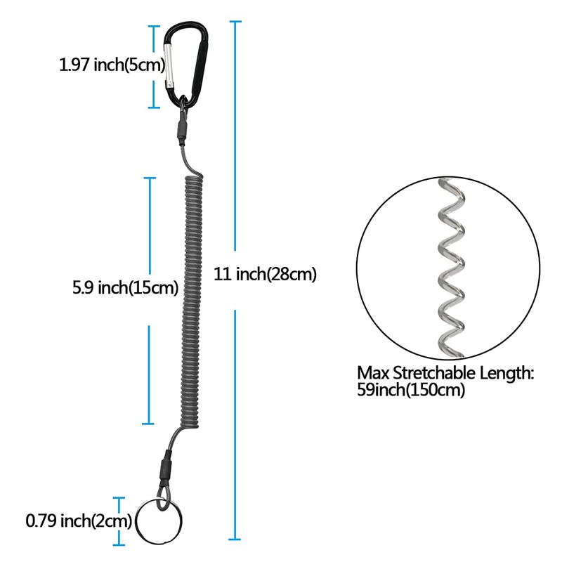 HiBD Fishing Lanyard Coiled Lanyard Multi Colored Fishing Tether with