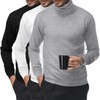 Riyiper Men's 3 Pcs Basic Turtleneck Knitted Long Sleeve Casual