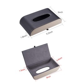ATMOMO Black with Beige Car Tissue Box PU Leather Tissue Paper Holder Rectangular Box (NO Paper Towel)