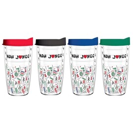 Tumbler 16 oz - Mah Jongg Tile Design Tritan USA Drinkware (4 Asst 16oz Tumblers)