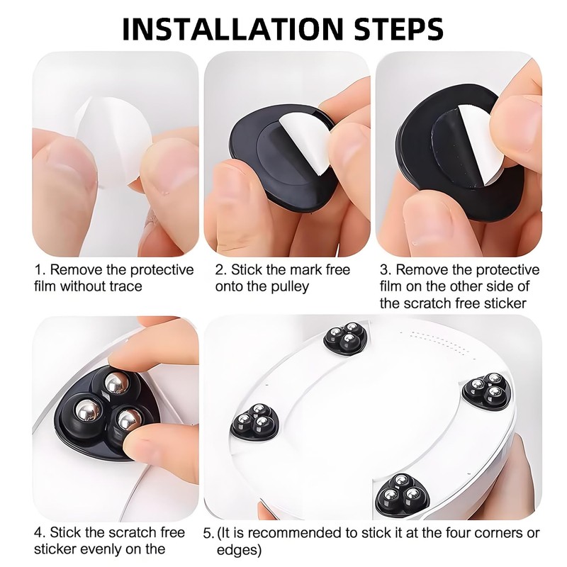 uadbau Appliance Slider, 8 Pack Self Adhesive Mini Caster Wheels,