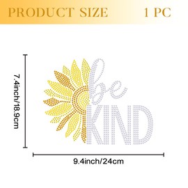 GOMAKERER 1 Pc Be Kind Rhinestone Iron on Hotfix Transfer Decal, Bling DIY Patch Clothing Repair Applique T-Shirt Vest Shoes Hat Jacket Decor Clothing DIY Accessories