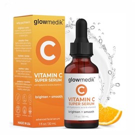 GlowMedik Vitamin C Serum for Face - Illuminating Brightening Serum for Dark Spots - Dark Spot Corrector with Hyaluronic Acid & Vitamin E - Fine Lines & Wrinkles, Sensitive Skin, Made in USA 1 fl oz