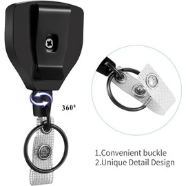 NEO+ Heavy Duty Retractable Keychain, Retractable Lanyard, Retractable Keyring with 27.5” Steel Cord, ID Badge Holder with Key Chain for Office School Outdoor