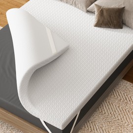 ONBRILL 3 Inch Mattress Topper Twin, Cooling Gel Memory Foam Bed Topper with Cooling Cover, Bamboo Charcoal Infused, Soft & Pressure Relief & Non-Slip, Dorm/Guest, CertiPUR-US & Oeko-Tex Certified