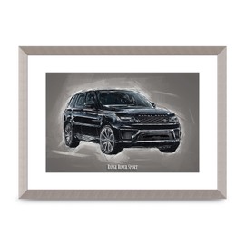 Lithobee - Range Rover Sport - Printed Wall Art Design in Sizes A2, A3 & A4 Framed in a Stylish Quality Coloured Frame or Unframed (A3 Silver Abraded Frame)