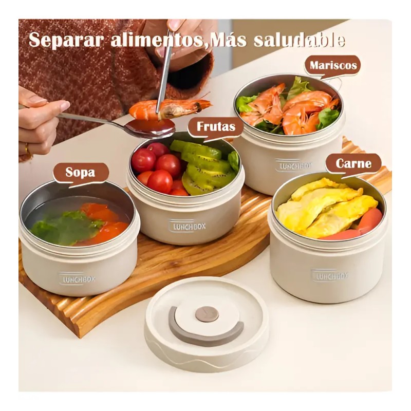 Lonchera Térmica ROOM MEXA de Acero Inoxidable con Toppers 4