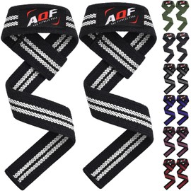 AQF Weight Lifting Gym Straps Crossfit Training Hand Bar Wrist Support Gloves Wrap Multi Colour (Black & White)