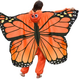 CWDGAGANB Butterfly Costume for Women,Monarch Butterfly Adult Onesie Pajamas with Wings,Butterfly Gifts for Women Adults S