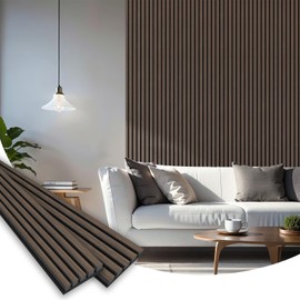 Wood Slat Acoustic Panels, 94.5" x 24" Each Soundpoof Wooden Slat Wall Panel, Classic Dark Walnut, 2 Pack