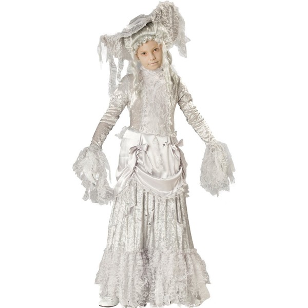 InCharacter Costumes, LLC Girls 7-16 Ghostly Lady Tattered Dress Set, White, Medium