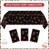 Zaypsot 3Pcs Cheetah and Cherry Birthday Decorations Tablecloths, Red and