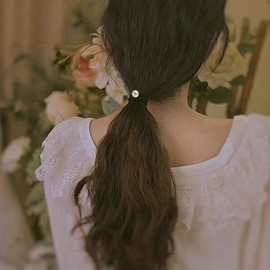 Fuyunohi Hair Rubber Pearl Hair Rubber Black Hair Rubber Non-marking Hair Rubber Set of 6 Hair Accessories Elastic Hair Ring Ponytail Ring Hair Closure High Elasticity Pearl Hair Elastic Elegant