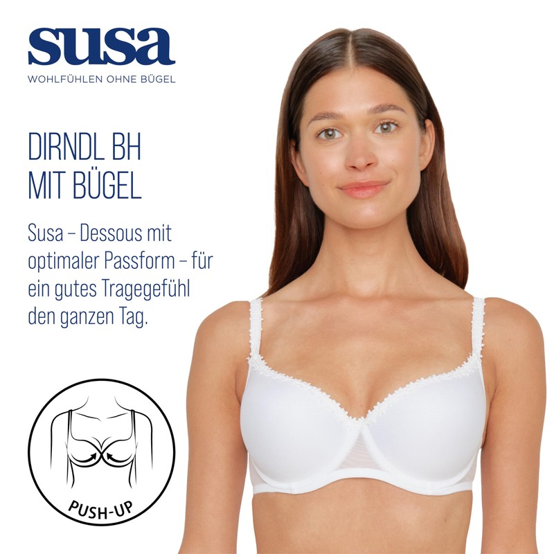 SUSA Women's Damen Dirndl-BH 7300 (White 003), 34 C