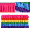 Forever Young Table Cloth Rainbow Colourful Party Decoration Table Skirt