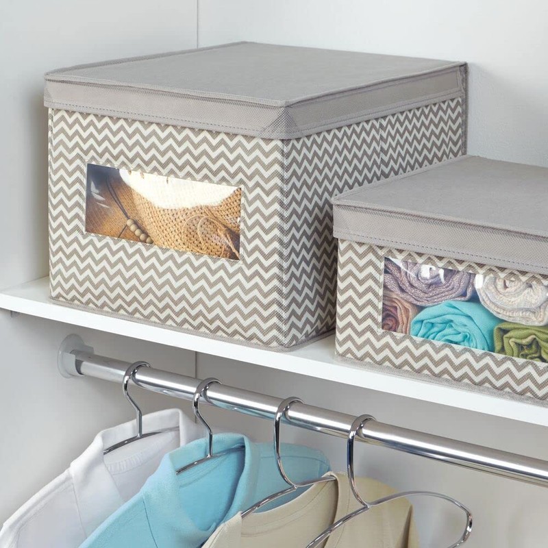 mDesign Fabric Basket with Lid - The Ideal Fabric Storage