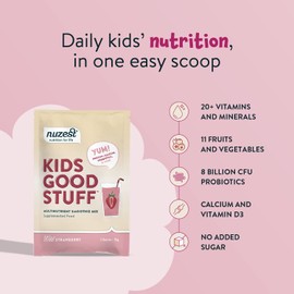 Nuzest - Kids Good Stuff - Vegan Smoothie Mix - Wild Strawberry - Multivitamin Nutritional Supplement Protein Shake - Dairy Free - Supporting Growth and Development - 0.5 Oz (1 Serving)