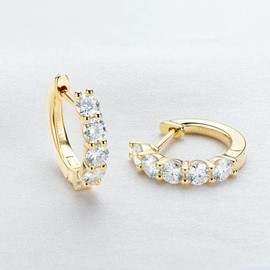 AINUOSHI Moissanite Hoop Earrings for Women, D-E Color Moissanite Simulated Diamond, 925 Sterling Silver with 14K Gold Plating, Hypoallergenic, Jewelry Box Packed