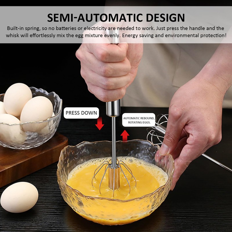 Title: 2 Semi Automatic Whisks, Stainless Steel Whisk, Kitchen Appliances