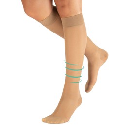 CALZITALY PACK 1/2 Kompressionsstrümpfe, Elastische Kniestrümpfe mit Abgestufte Kompression, 140 DEN | 15-21 mm/Hg | Made in Italy (Hautfarbe, S/M)