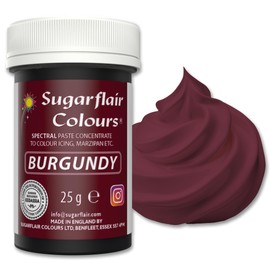 Sugarflair Spectral Burgundy Lebensmittelfarbe Paste, hochkonzentrierte Lebensmittelfarbe für Buttercreme, Zuckerpaste, Royal Icing, Kuchenmischungen und mehr! Lebensmittelfarbstoff - 25g