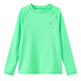 HODOSPORTS - Camisa de natación con protección UV UPF 50+ para niños, Verde claro, 5 Años