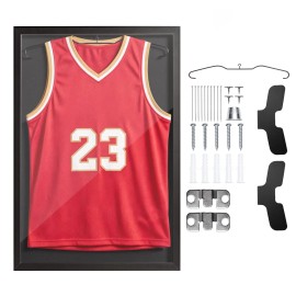 "Polished Wooden Sport Jersey Shadow Box A4 Size 98% UV Protection 31.5 X 23.6 X 1 in PC Panel Hanger Perfect Gift Display Case"Default: Default