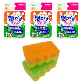 Kikulon Kitchen Sponge, Made in Japan, Clear Foaming Sponge, Mini 2 Pieces, Pack of 3
