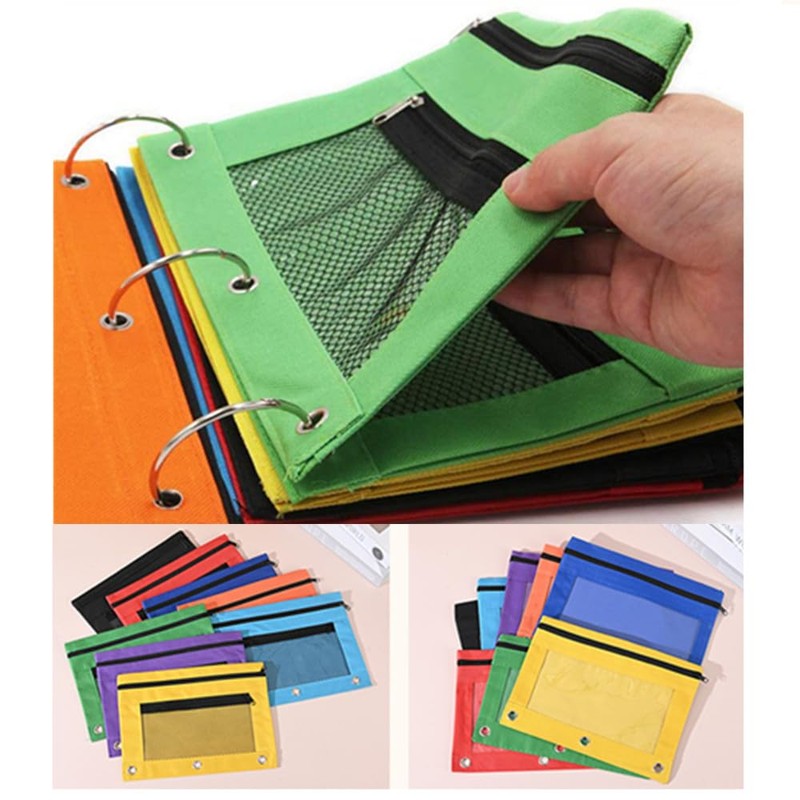 Wanfoou Pencil Pouch 3 Ring 8 Pack Pencil Pouch for