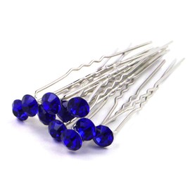 MontCherry Brand Royal Blue Stud Crystal Diamante Wedding Bridal Prom Hair Pins 10 Pins by Trendz