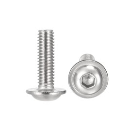 sourcing map Flanged Button Head Socket Cap Screws, M6*20mm Hex Socket Drive Screw, 304 Stainless Steel Fasteners Bolts, Fully Threaded Machine Screw 20Pcs