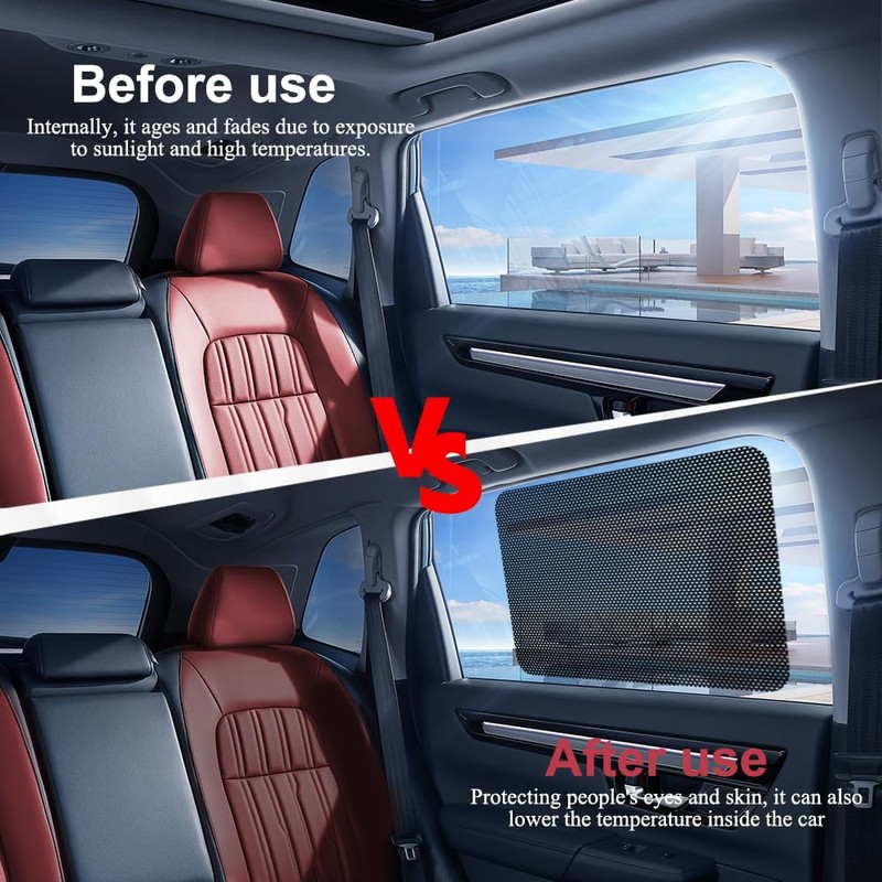 Lyxheth 2PCS Car Side Window Sunshade, Removable Window Tint, Static