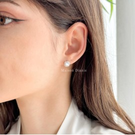 Maison Dianie Women's 925 Sterling Silver Moissanite Stud Earrings Heart Square Round Moissanite Piercing for Women Gift Birthday Wedding Valentine's Day, Stainless steel moissanite cubic