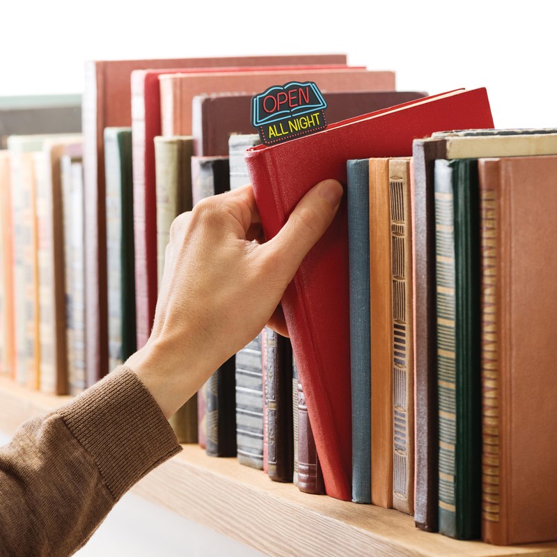 Light Reading Open, Neon Sign Bookmark