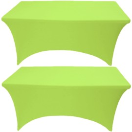 Gowinex 2 Pack 6FT Lime Spandex Tablecloth Stretch Fitted Table Cover for Rectangular Table Event, Wedding, Banquet and Parties