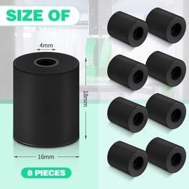 Frienda 8 Piezas de Nivelación de Cama Térmica Impresora 3D, Columna Sólida de Silicona OD 0.63 Pulgadas ID 0.16 Pulgadas Herramienta de Cama Caliente Estable Amortiguador Resistente al Calor, Negro