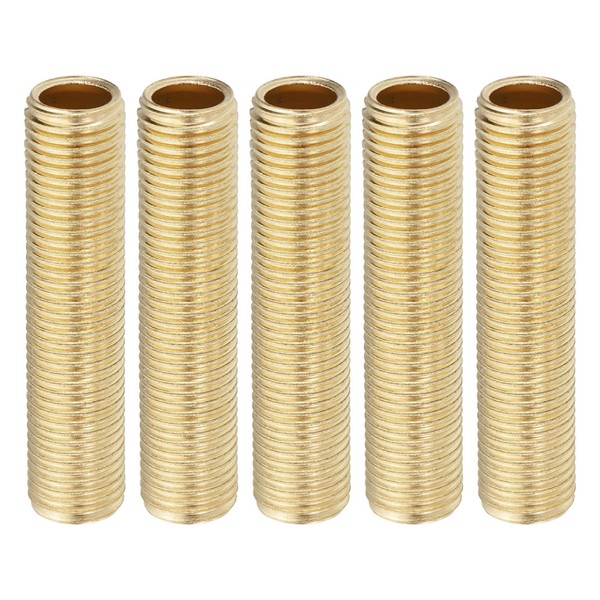 PATIKIL 1/4IP Standard Thread Brass Lamp Pipe Nipple, 5 Pcs